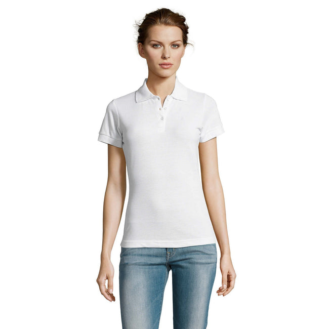 Weiß - Side - SOLS Prime Damen Pique Polo-Shirt, Kurzarm