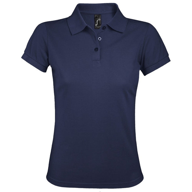 Dunkles Marineblau - Front - SOLS Prime Damen Pique Polo-Shirt, Kurzarm