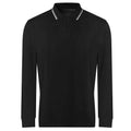 Schwarz-Weiß - Front - Awdis - Poloshirt Mit kontrastfarbenen Streifen für Herren  Langärmlig