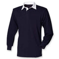 Marineblau-Weiß - Front - Front Row - "Classic" Rugby-Shirt für Herren  Langärmlig