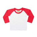Weiß-Rot - Front - Larkwood - T-Shirt für Kinder - Baseball Langärmlig