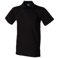 Schwarz - Front - Henbury - Poloshirt Stretch für Herren-Damen Unisex