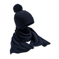 Marineblau - Front - Beechfield -  Jerseyware Mütze und Schal Set Gesprenkelt für Herren-Damen Unisex