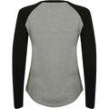Grau-Schwarz - Back - SF - T-Shirt für Damen - Baseball Langärmlig