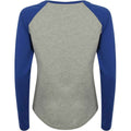 Grau meliert-Königsblau - Back - SF - T-Shirt für Damen - Baseball Langärmlig
