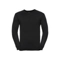 Schwarz - Front - Russell Collection - Sweatshirt V-Ausschnitt für Herren