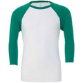 Weiß-Irisches Grün - Front - Canvas - T-Shirt für Herren-Damen Unisex - Baseball 3-4 Ärmel