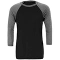 Schwarz-Heidekraut - Front - Canvas - T-Shirt für Herren-Damen Unisex - Baseball 3-4 Ärmel