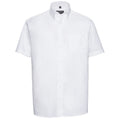Weiß - Front - Russell Collection - "Oxford" Formelles Hemd Pflegeleicht für Herren  kurzärmlig