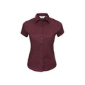 Portwein - Front - Russell Collection - Hemd Pflegeleicht für Damen  kurzärmlig