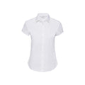 Weiß - Front - Russell Collection - Hemd Pflegeleicht für Damen  kurzärmlig