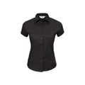 Schwarz - Front - Russell Collection - Hemd Pflegeleicht für Damen  kurzärmlig