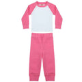 Zuckerwatten-Rosa-Weiß - Front - Larkwood - Schlafanzug mit langer Hose für Kinder