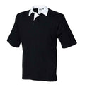 Schwarz - Front - Front Row - Poloshirt für Herren - Rugby kurzärmlig