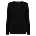Schwarz - Front - Henbury - Sweatshirt V-Ausschnitt für Damen