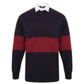 Marineblau-Burgunderrot - Front - Front Row - Rugby-Shirt Verkleidet für Herren-Damen Unisex