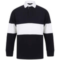 Marineblau-Weiß - Front - Front Row - Rugby-Shirt Verkleidet für Herren-Damen Unisex