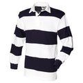Weiß-Marineblau - Front - Front Row - Poloshirt Genäht für Herren - Rugby