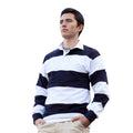 Weiß-Marineblau - Back - Front Row - Poloshirt Genäht für Herren - Rugby