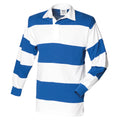 Weiß-Königsblau - Front - Front Row - Poloshirt Genäht für Herren - Rugby