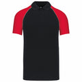 Schwarz-Rot - Front - Kariban - Poloshirt für Herren - Baseball