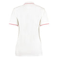Weiß-Rot - Back - Kustom Kit - "St Mellion" Poloshirt Mit kontrastfarbenen Streifen für Damen