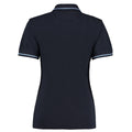 Marineblau-Hellblau - Back - Kustom Kit - "St Mellion" Poloshirt Mit kontrastfarbenen Streifen für Damen