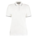 Weiß-Marineblau - Front - Kustom Kit - "St Mellion" Poloshirt Mit kontrastfarbenen Streifen für Damen