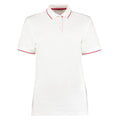 Weiß-Rot - Front - Kustom Kit - "St Mellion" Poloshirt Mit kontrastfarbenen Streifen für Damen