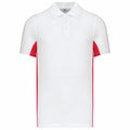 Weiß-Rot - Front - Kariban - Poloshirt für Herren