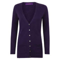 Violett - Front - Henbury - Strickjacke V-Ausschnitt für Damen