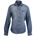 Blue Jeans - Front - Kariban - Hemd für Damen  Langärmlig