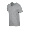 Grau - Side - Gildan - "Softstyle" T-Shirt V-Ausschnitt für Herren-Damen Unisex
