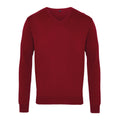 Burgunderrot - Front - Premier - Sweatshirt V-Ausschnitt für Herren