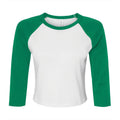 Weiß-Irisches Grün - Front - Bella + Canvas - kurzes T-Shirt Raglanärmel für Damen 3-4 Ärmel
