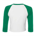 Weiß-Irisches Grün - Back - Bella + Canvas - kurzes T-Shirt Raglanärmel für Damen 3-4 Ärmel