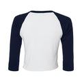 Weiß-Marineblau - Back - Bella + Canvas - kurzes T-Shirt Raglanärmel für Damen 3-4 Ärmel