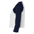 Weiß-Marineblau - Side - Bella + Canvas - kurzes T-Shirt Raglanärmel für Damen 3-4 Ärmel