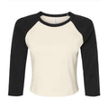Natürlich-Schwarz - Front - Bella + Canvas - kurzes T-Shirt Raglanärmel für Damen 3-4 Ärmel