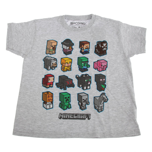 Grau meliert - Side - Minecraft Kinder Block Graphik T-Shirt