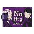 Violett-Schwarz-Weiß - Front - Wednesday - Türmatte "No Hug Zone"