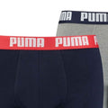 Grau-Marineblau - Side - Puma - "Basic" Boxershorts für Herren (2er-Pack)