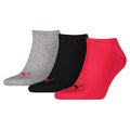 Schwarz-Rot-Grau - Front - Puma Unisex Sneakersocken für Erwachsene, 3er-Pack