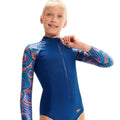 Blau-Violett - Side - Speedo - Badeanzug für Mädchen  Langärmlig