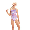 Blau-Violett - Front - Speedo - Badeanzug Dünner Riemen für Mädchen
