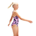 Marineblau-Pink - Side - Speedo - "Hyper Boom Medalist" Badeanzug für Mädchen