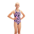 Marineblau-Pink - Front - Speedo - "Hyper Boom Medalist" Badeanzug für Mädchen