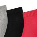 Schwarz-Rot-Grau - Side - Puma Unisex Kurzsocken für Erwachsene, 3er-Pack