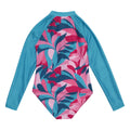 Tahoeblau-Tropisch - Back - Regatta - Badeanzug für Mädchen  Langärmlig
