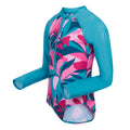 Tahoeblau-Tropisch - Side - Regatta - Badeanzug für Mädchen  Langärmlig